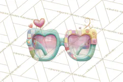Pastel Retro 90s PNG, Cute Aesthetic Clipart, Checkerboard Product Image 2