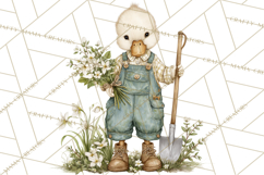 Vintage Garden Animals Clipart, Ducklings Bunnies Lambs Product Image 2