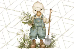 Vintage Garden Animals Clipart, Ducklings Bunnies Lambs Product Image 2
