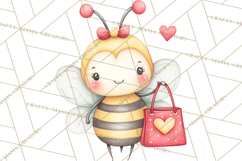 Bee Valentine Clipart PNG, Cute Kawaii Bee With Hearts Product Image 2
