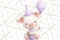 Pastel Birthday Clipart, Cute Party Animals PNG Product Image 2