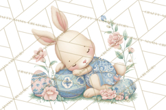 Chinoiserie Easter Clipart, Cute Elegant Bunny Easter Png Product Image 2