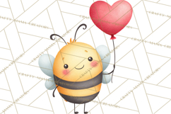 Bee Valentine Clipart PNG, Cute Kawaii Bee With Hearts Product Image 3