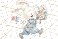 Chinoiserie Easter Clipart, Cute Elegant Bunny Easter Png Product Image 3