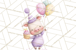 Pastel Birthday Clipart, Cute Party Animals PNG Product Image 3