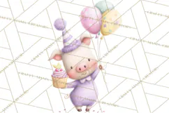 Pastel Birthday Clipart, Cute Party Animals PNG Product Image 3
