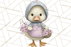 Easter Duckling Clipart, Cute Ducklings in Fancy Outfits Png Product Image 3