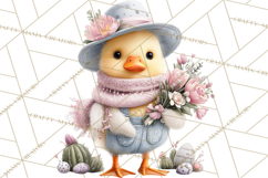 Easter Duckling Clipart, Cute Ducklings in Fancy Outfits Png Product Image 4