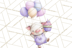 Pastel Birthday Clipart, Cute Party Animals PNG Product Image 4