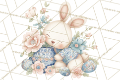 Chinoiserie Easter Clipart, Cute Elegant Bunny Easter Png Product Image 5