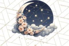 Moon Scenes Clipart, Crescent Moon Art, Starry Sky PNG Product Image 5