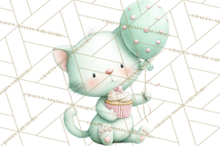 Pastel Birthday Clipart, Cute Party Animals PNG Product Image 5