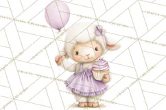Pastel Birthday Clipart, Cute Party Animals PNG Product Image 5