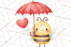 Bee Valentine Clipart PNG, Cute Kawaii Bee With Hearts Product Image 5