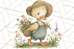 Vintage Garden Animals Clipart, Ducklings Bunnies Lambs Product Image 5