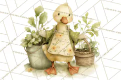 Vintage Garden Animals Clipart, Ducklings Bunnies Lambs Product Image 2