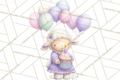 Pastel Birthday Clipart, Cute Party Animals PNG Product Image 2