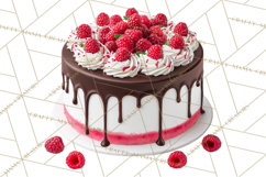 Birthday Cake Clipart, Tiered Cake PNG, Drip Cake PNG Product Image 2