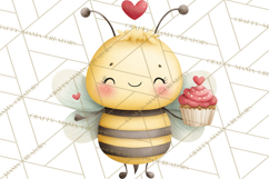 Bee Valentine Clipart PNG, Cute Kawaii Bee With Hearts Product Image 3