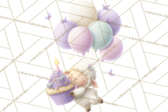 Pastel Birthday Clipart, Cute Party Animals PNG Product Image 3