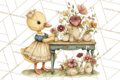 Vintage Garden Animals Clipart, Ducklings Bunnies Lambs Product Image 4