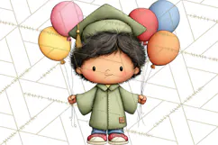 Kids Graduation Clipart PNG, Preschool Kindergarten Kids Product Image 4