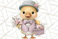 Easter Duckling Clipart, Cute Ducklings in Fancy Outfits Png Product Image 4