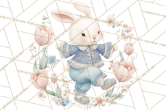Chinoiserie Easter Clipart, Cute Elegant Bunny Easter Png Product Image 5