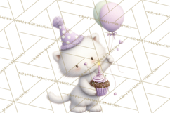 Pastel Birthday Clipart, Cute Party Animals PNG Product Image 5