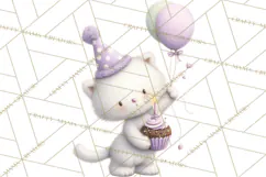 Pastel Birthday Clipart, Cute Party Animals PNG Product Image 5