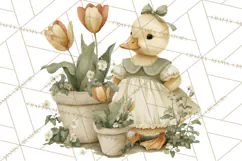 Vintage Garden Animals Clipart, Ducklings Bunnies Lambs Product Image 5
