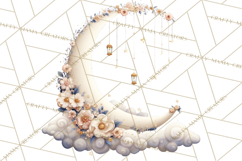 Moon Scenes Clipart, Crescent Moon Art, Starry Sky PNG Product Image 2