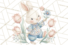 Chinoiserie Easter Clipart, Cute Elegant Bunny Easter Png Product Image 2