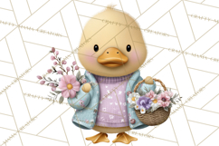 Easter Duckling Clipart, Cute Ducklings in Fancy Outfits Png Product Image 2