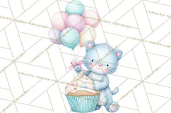 Pastel Birthday Clipart, Cute Party Animals PNG Product Image 2
