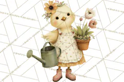 Vintage Garden Animals Clipart, Ducklings Bunnies Lambs Product Image 3