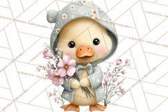Easter Duckling Clipart, Cute Ducklings in Fancy Outfits Png Product Image 4
