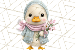 Easter Duckling Clipart, Cute Ducklings in Fancy Outfits Png Product Image 5