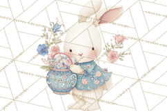Chinoiserie Easter Clipart, Cute Elegant Bunny Easter Png Product Image 5