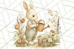 Vintage Garden Animals Clipart, Ducklings Bunnies Lambs Product Image 5