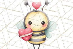 Bee Valentine Clipart PNG, Cute Kawaii Bee With Hearts Product Image 2