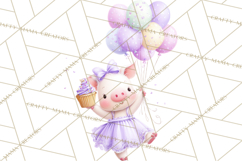 Pastel Birthday Clipart, Cute Party Animals PNG Product Image 2