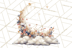 Moon Scenes Clipart, Crescent Moon Art, Starry Sky PNG Product Image 2