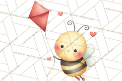 Bee Valentine Clipart PNG, Cute Kawaii Bee With Hearts Product Image 3