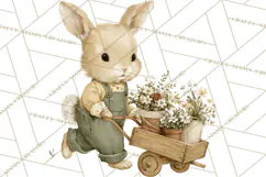 Vintage Garden Animals Clipart, Ducklings Bunnies Lambs Product Image 3