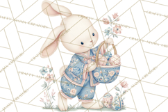 Chinoiserie Easter Clipart, Cute Elegant Bunny Easter Png Product Image 4