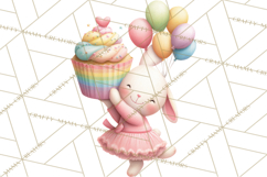 Pastel Birthday Clipart, Cute Party Animals PNG Product Image 5