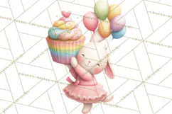 Pastel Birthday Clipart, Cute Party Animals PNG Product Image 5