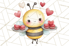Bee Valentine Clipart PNG, Cute Kawaii Bee With Hearts Product Image 5