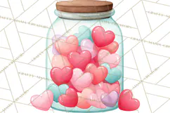 Bee Valentine Clipart PNG, Cute Kawaii Bee With Hearts Product Image 2